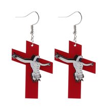 Acrylic Trend Jewelry Religious Red Cross Alloy Halloween Drop Earrings Necklace - £8.02 GBP+