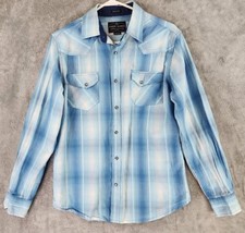 Cody James Shirt Mens Medium Blue Plaid Western Slim Fit Pearl Snap Long Sleeve - £19.35 GBP
