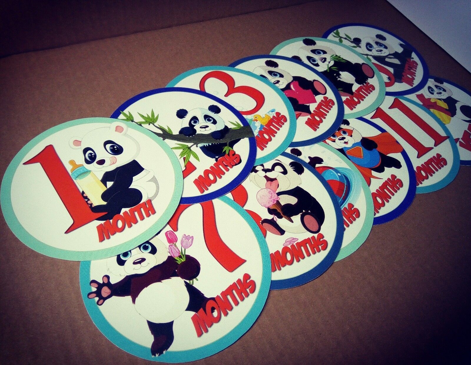 Pandas themed monthly bodysuit baby stickers