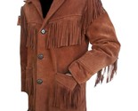 Men s western style suede leather jacket with fringes thumb155 crop