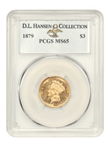 1879 $3 PCGS MS65 ex: D.L. Hansen - £16,093.91 GBP