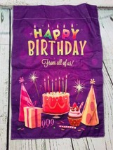 Happy Birthday Garden Flag 12x18 Inch Double Sided Cake Purple Flag Outside - $23.75
