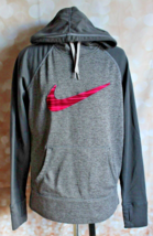 Nike Therma-Fit Women&#39;s Gray Pink Hoodie Size M  -654767-063 - £18.66 GBP