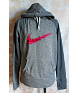 Nike Therma-Fit Women&#39;s Gray Pink Hoodie Size M  -654767-063 - £18.32 GBP