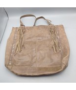 The Sak Montara Tan Leather Fringe Studded Boho Tote Handbag Shoulder Purse - $34.67 CAD