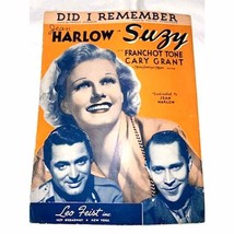 &quot;Did I Remember,&quot; Sung by Jean Harlow - Sheet Music, 1936 - £11.61 GBP