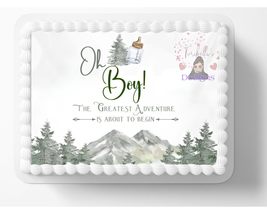 Oh Boy! Forest Trees Themed Edible Image Cake Topper Baby Shower Cake To... - $16.47