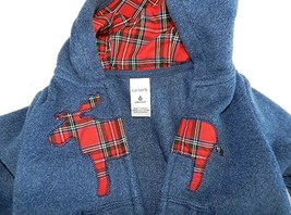 Carters Sweatshirt Hoodie Fleece Size 6 months  Blue Lined Red Plaid Zip Front - $9.89