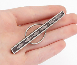 925 Sterling Silver - Vintage Antique Diamond Shaped Pattern Tie Clip - ... - £49.25 GBP