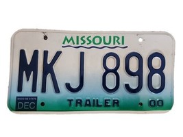 Missouri License Plate  MKJ 898 Trailer 2000 Show Me State - £6.92 GBP