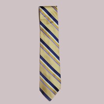 Tommy Hilfiger Men Silk Dress Neck Tie Yellow Blue Stripes 60&quot; long 4&quot; wide USA - £10.39 GBP