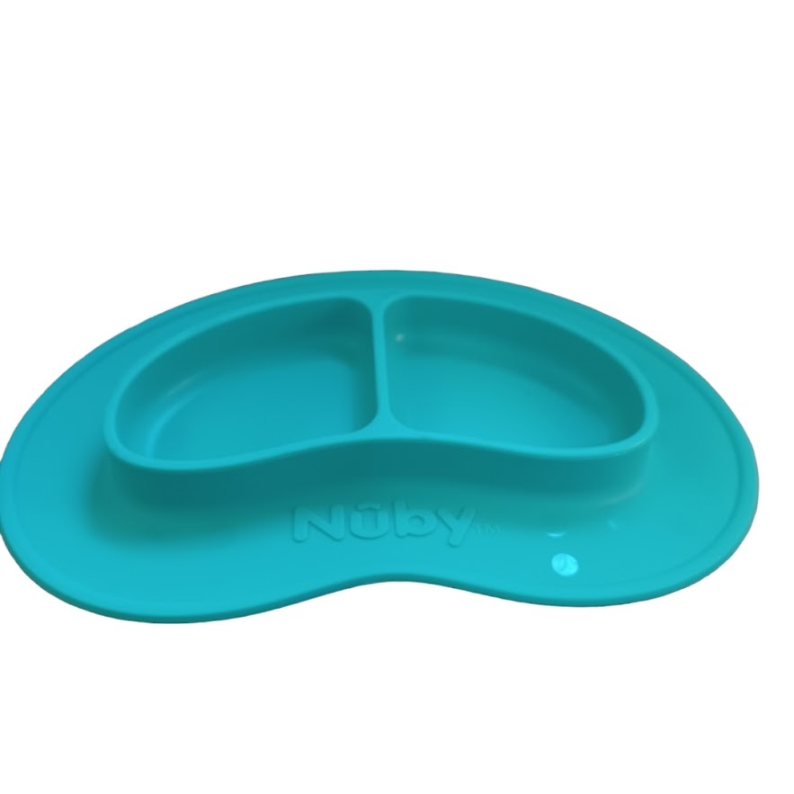 Nuby Silicone 2 Section Baby Plat/Tray/Dish- Child Feeding Mat Green - $7.87