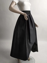 BLACK High-low Taffeta Skirt Outfit Women Plus Size A-line Slit Party Prom Skirt image 6