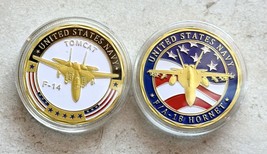 2 Pcs 2 Fighters Aircraft F-14 F-18 collection set Coin USN - £22.74 GBP