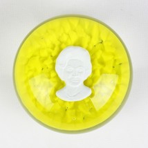 St Clair Lady Bird Johnson Cameo on Yellow Glass Paperweight, Vintage 1972 3&quot; - £23.95 GBP