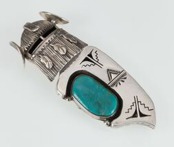 Nelson Morton Navajo Kachina Sterling &amp; Turquoise Pendentif/Broche 70 MM... - $15,466.15 MXN