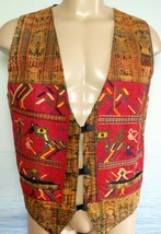 Vintage Southwestern Aztec Indian Embroidered Tapestry Vest XL USA Women Lined - £31.10 GBP