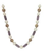 Vintage Bakelite Beaded Necklace White Violet Beads Signed Japan Womens ... - $217.80