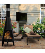 63.3 inch Tall Chiminea Outdoor Fireplace，Wood Burning Rocket Fire Pit - $259.99