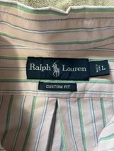 Ralph Lauren Shirt Mens Large Long Sleeve Striped Button Down Custom Fit Oxford - $15.35