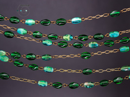 long boho necklace with Czech glass, green, handmade in USA, St. Patrick&#39;s, ooak - $34.00