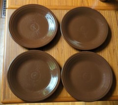 4 Vintage Fiestaware Homer Laughlin 10.5” Dinner Plate Chocolate Brown Fiesta - £38.54 GBP