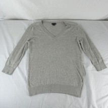 Theory Cashmere / Pima Cotton Blend V-Neck Gray Sweater Size Small 3/4 Sleeves - £32.57 GBP