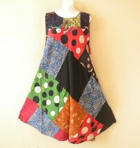 PD2 Patchwork Abstract Bohemian Peasant Boho Women Umbrella Sun Dress - ... - $24.90