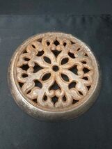 OLD Cast Iron Ornate Wood Stove Grate Burner Cover Vent Heater Part Chrome - $39.99