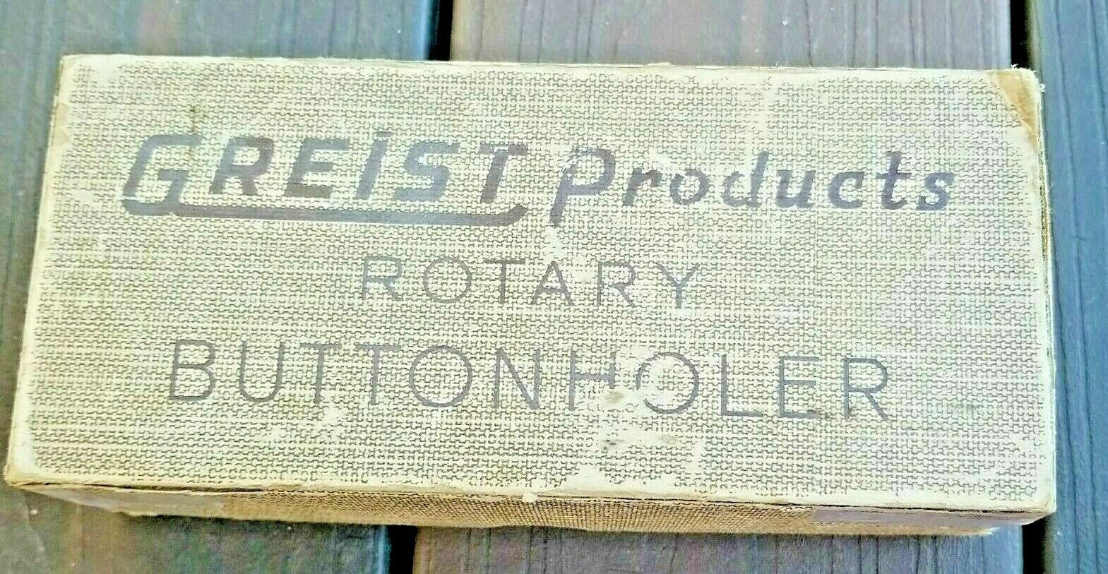 Vintage Greist Products Rotary Button Holer in Original Box with Instructions - $14.99