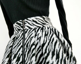 Black White Striped Pleated Midi Skirt Winter Women Plus Size Wool Pleated Skirt image 10