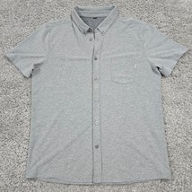 Vuori Shirt Mens Large Gray Button Up Short Sleeve Front Pocket Stretch Comfort - £27.47 GBP