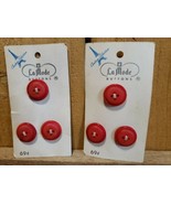 Vintage La Mode Button Couture Collection 3 on Card Red 3/4&quot; Made in Hol... - $27.89 CAD