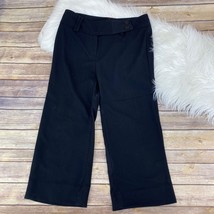 WHBM Women&#39;s Wide Leg Cropped Capri Pants Size 2 Black Jacquard Fabric USA Made - £19.25 GBP