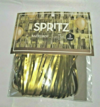 Spritz Gold Backdrop Streamer 6&#39;x1.28&#39; 3 ct Party Wedding Anniversary Birthday - £5.54 GBP