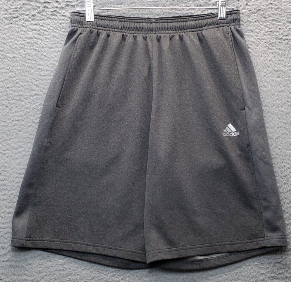 adidas Activewear Shorts Men&#39;s M Gray Climalite Therma Fit Pockets Elast... - $18.49