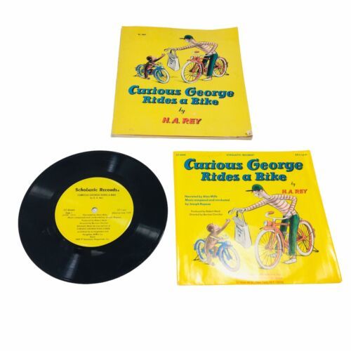 Primary image for Vintage 1970's Curious George Rides A Bike Book and Record Printed in USA