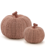 2Pcs Resin Pumpkin Figurines with Woven Texture Fall Decor Autumn Decor ... - $51.72 CAD