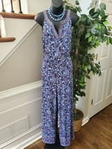 Mangolia Grace Women&#39;s Blue Floral Polyester Sleeveless Jumpsuits Size M... - £21.92 GBP