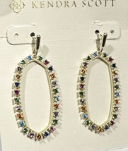 AUTH BNWT Kendra Scott Elle Open Frame Multi Crystal Drop In Gold Earrings - £47.19 GBP