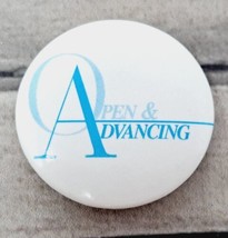 &quot;Open and Advancing&quot; Pinback Button Slogan Research Science Progress - £3.39 GBP