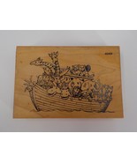 CO-MOTION STAMPS RUBBER NOAH&#39;S ARK STAMP MOUNTED WOOD PICTURE OF ANIMALS... - £6.38 GBP