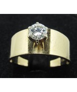 14K Yellow Gold .50ct Diamond Engagement Ring Sz 6.5 Band 8mm Tessler Wi... - £786.34 GBP