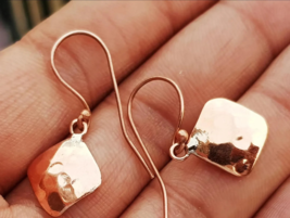 1 Pair Pure Copper Healing Square Cushion Hook Earrings, Jewelry Spiritu... - $20.47
