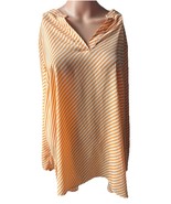 Anne Klein Lightweight Orange/white Stripped Long Sleeve Blouse In Woman... - $14.82 CAD