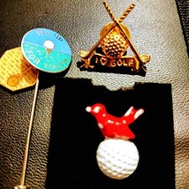 Vintage 18 carat gold plated I love golf pin~birdy pin~golf stick pin~ l... - $28.71