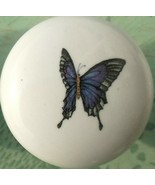 Ceramic Cabinet  Knobs butterfly Insect purple - £3.50 GBP