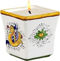 Cup Candle RAFFAELLESCO Deruta Majolica Square Flared Soy Wax Hand-Painted - $139.00