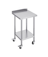 VEVOR Stainless Steel Work Table 24x24x40 in, 2 Storeys, Rear Panel with Casters - $84.99