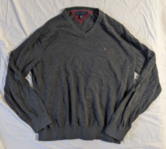 TOMMY HILFIGER MEN&#39;S GRAY PULL OVER SWEATER SIZE XL LONG SLEEVE DESIGNER... - £18.06 GBP